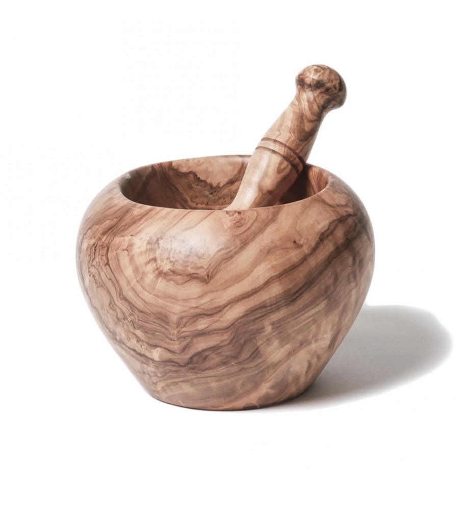 Mortier & pilon verni en olivier qualité artisan - Olivewood