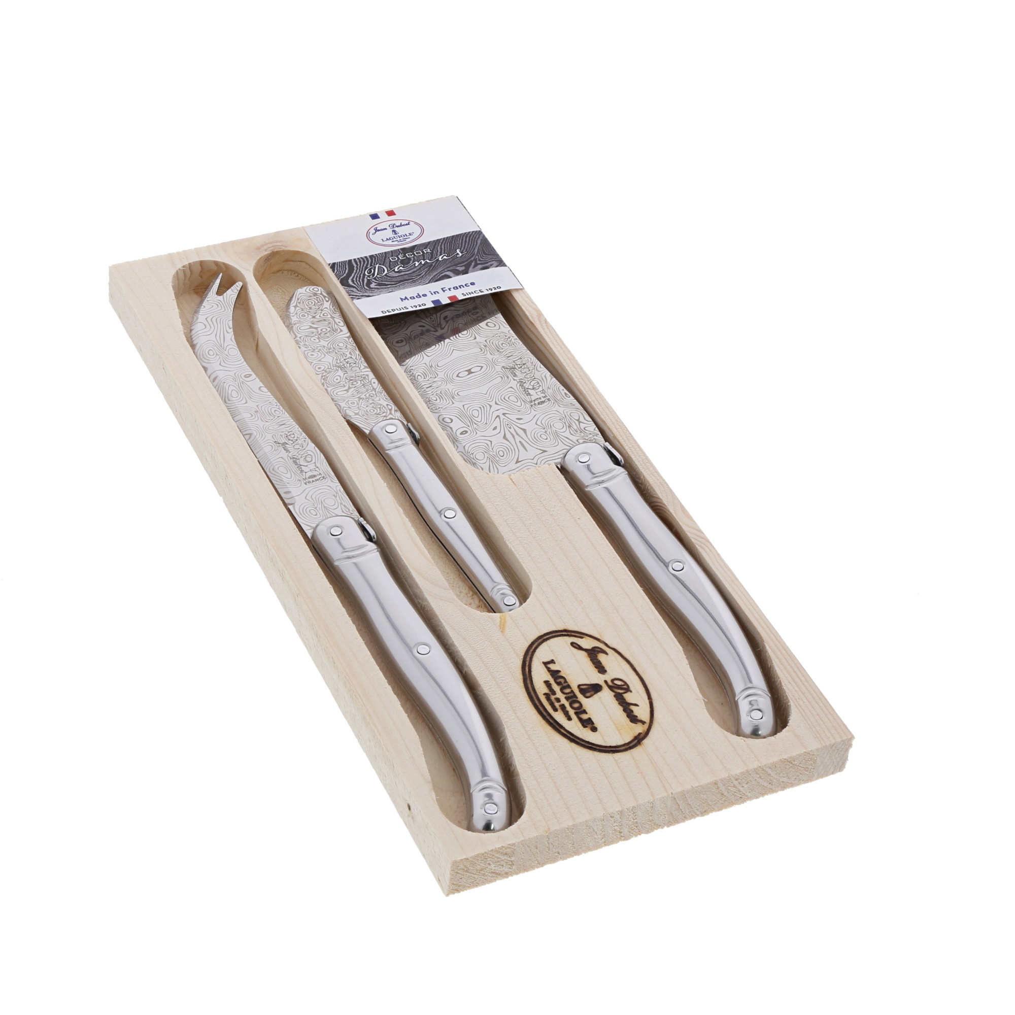 Set 3 pièces fromage Jean Dubost Laguiole DECORS DAMAS - Jean Dubost Laguiole Décors Damas