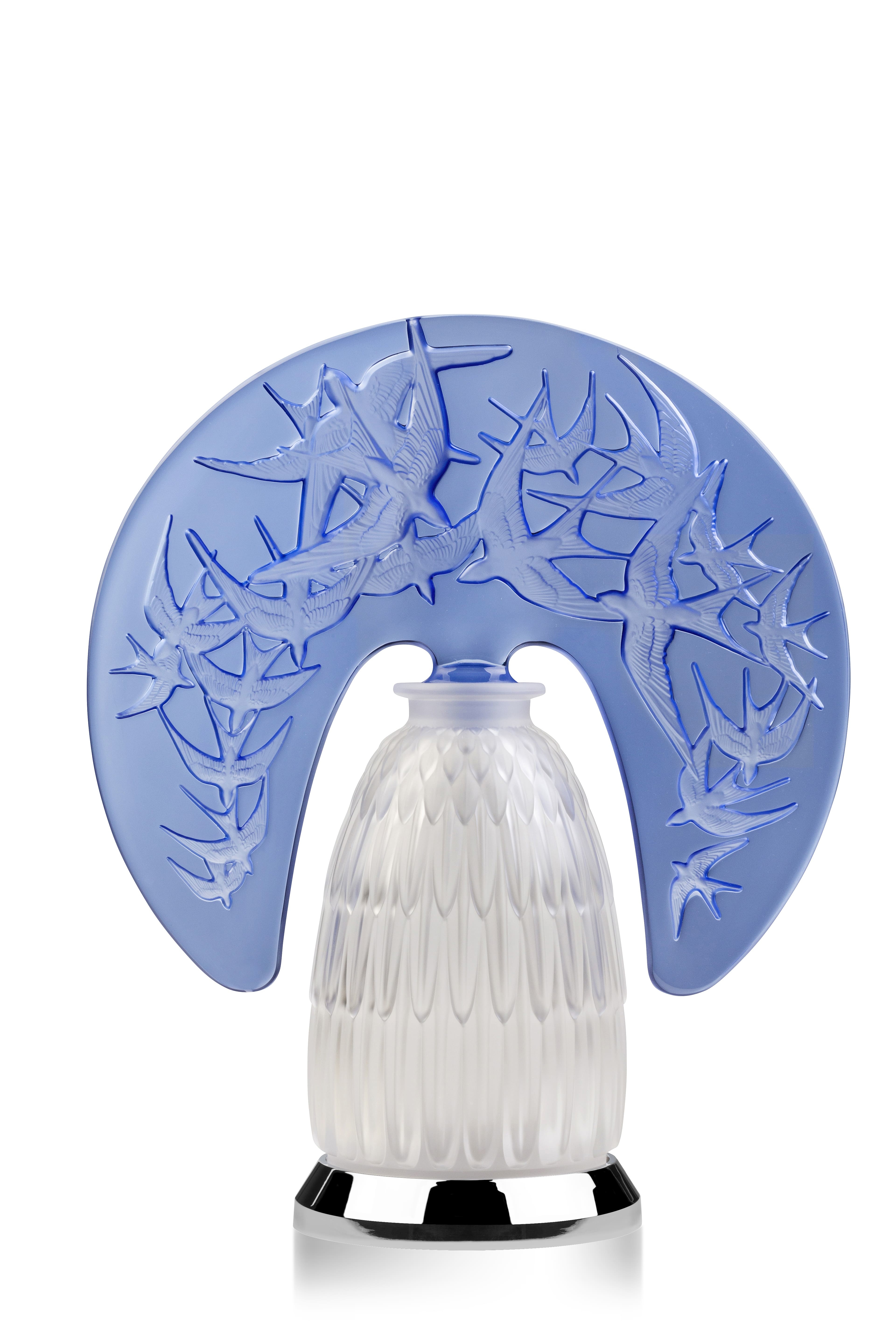 Lampe Hirondelles cristal bleu saphir, finition chromé - Iconic