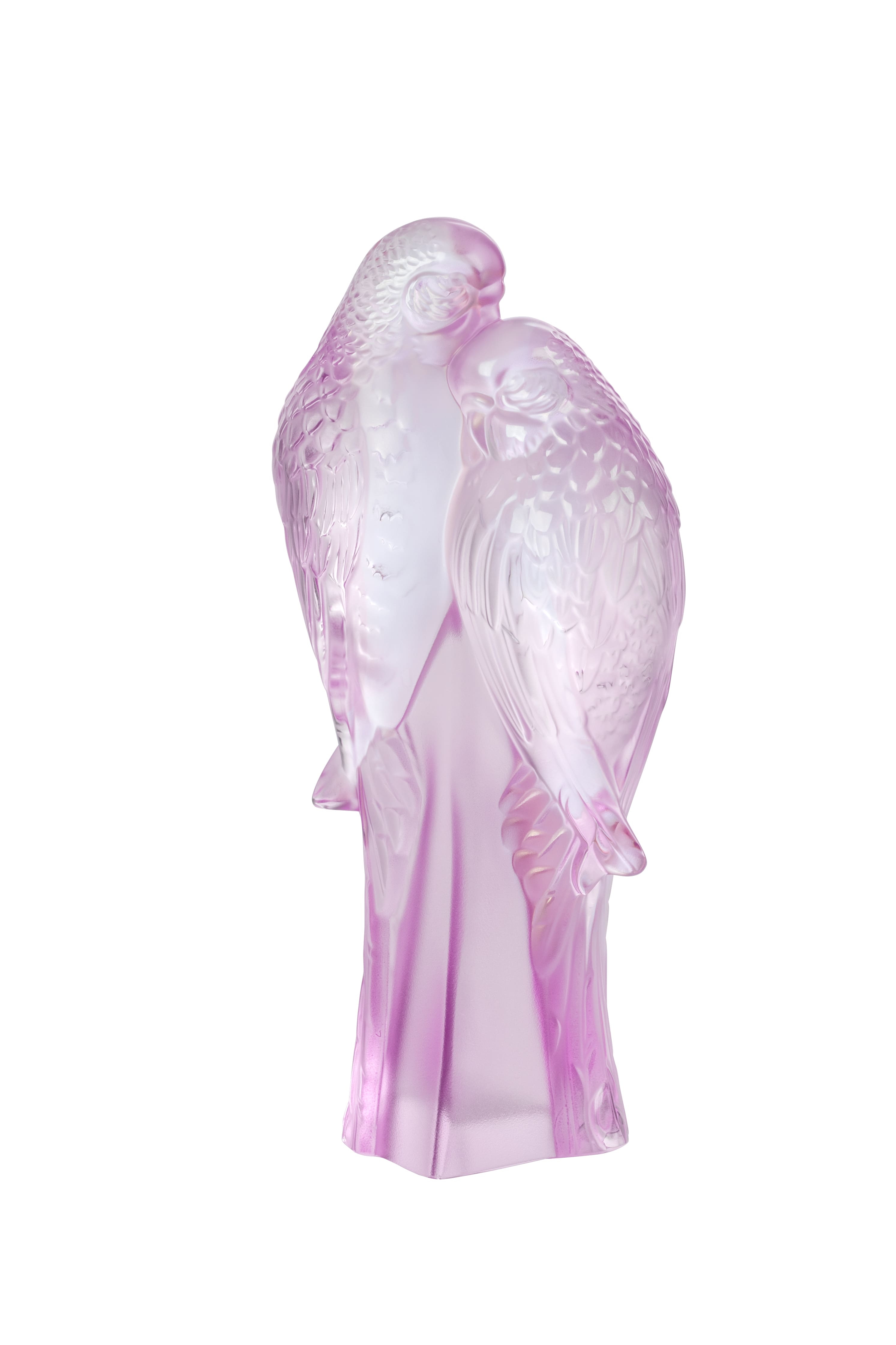 Sculpture 2 Perruches cristal lustré rose - Iconic rose nebula