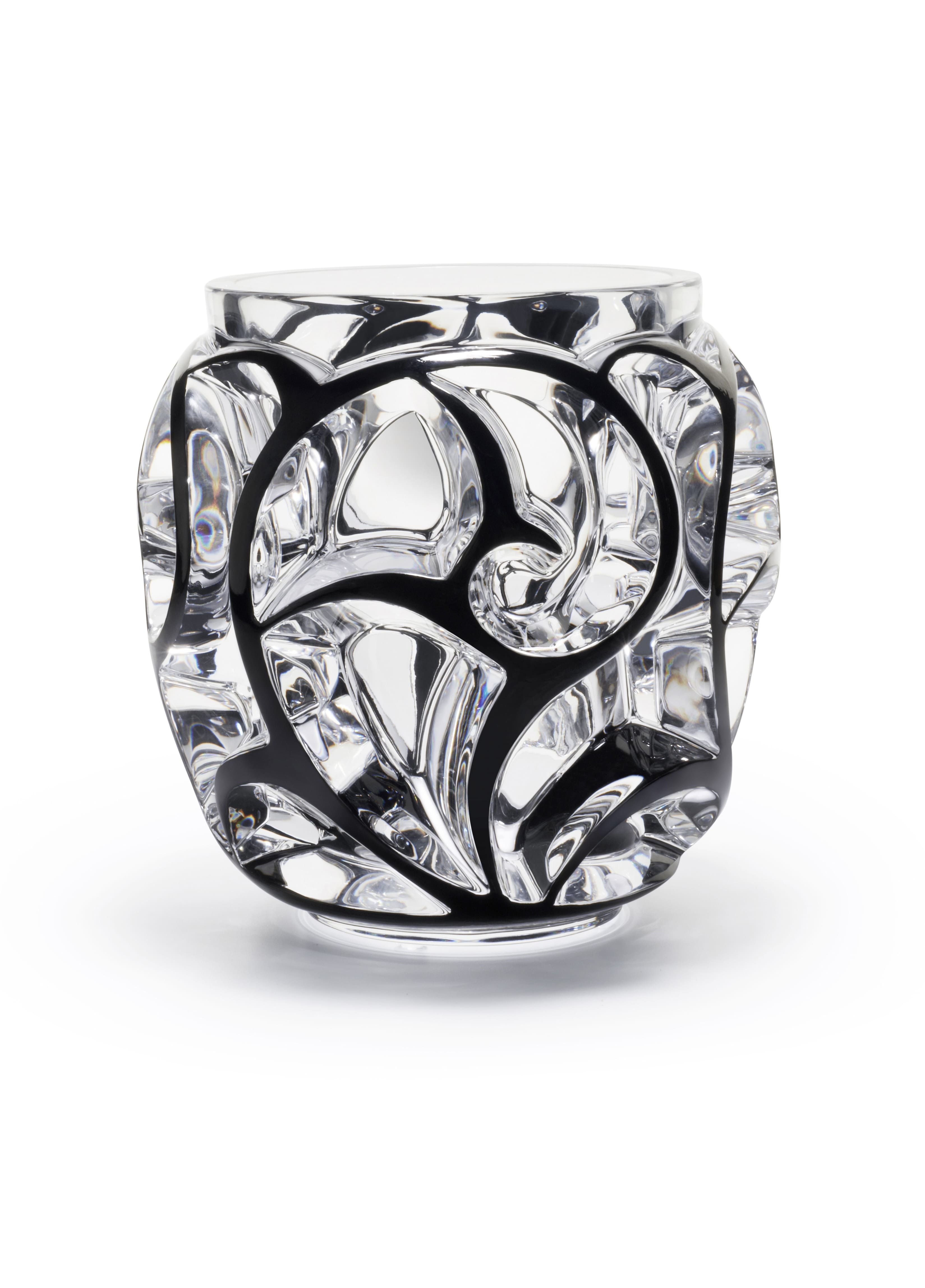 Vase Tourbillons XXL, cristal incolore émaillé noir - Iconique
