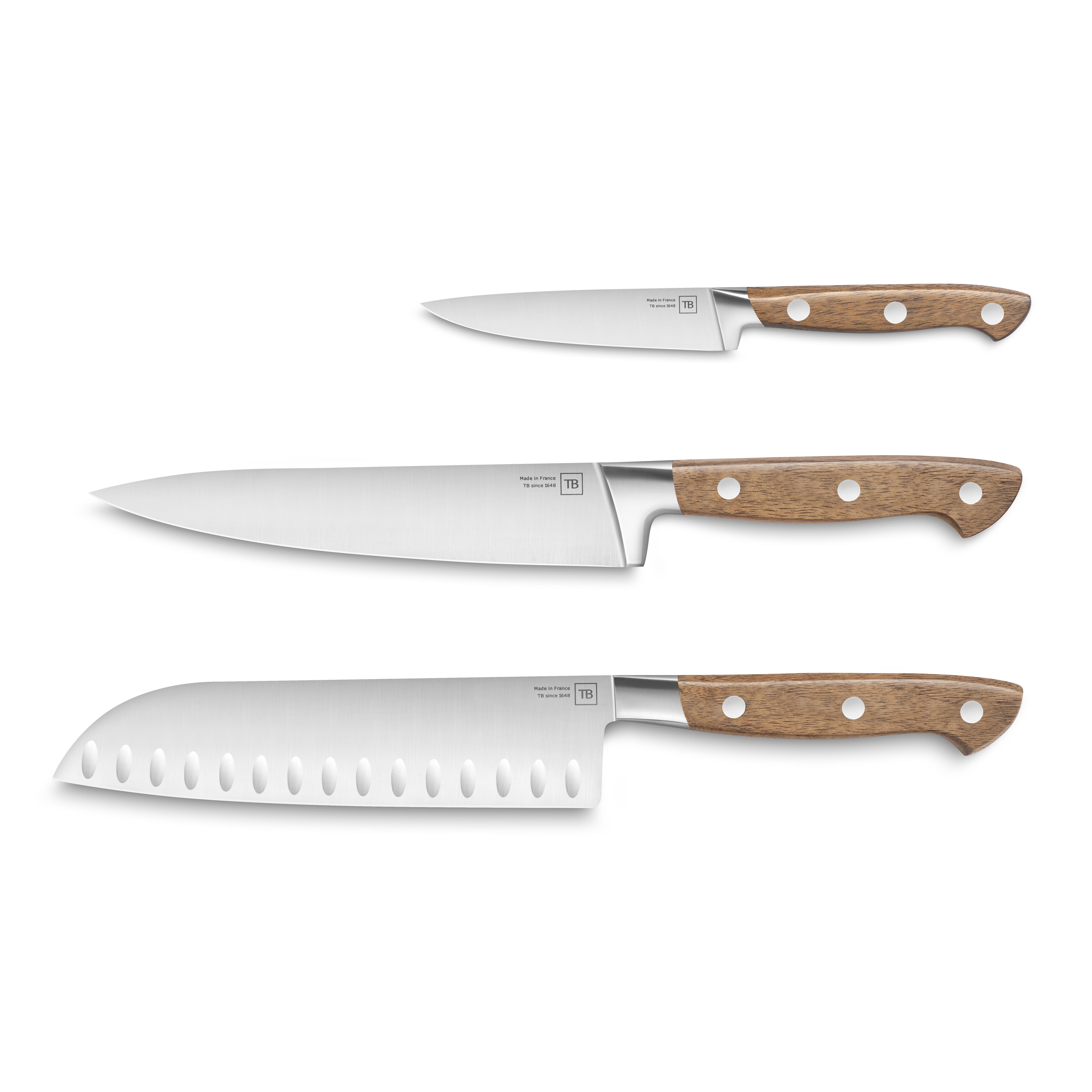 Georges Bois : Set de 3 couteaux Office - Santoku - Cuisine - Made In France - Georges Bois