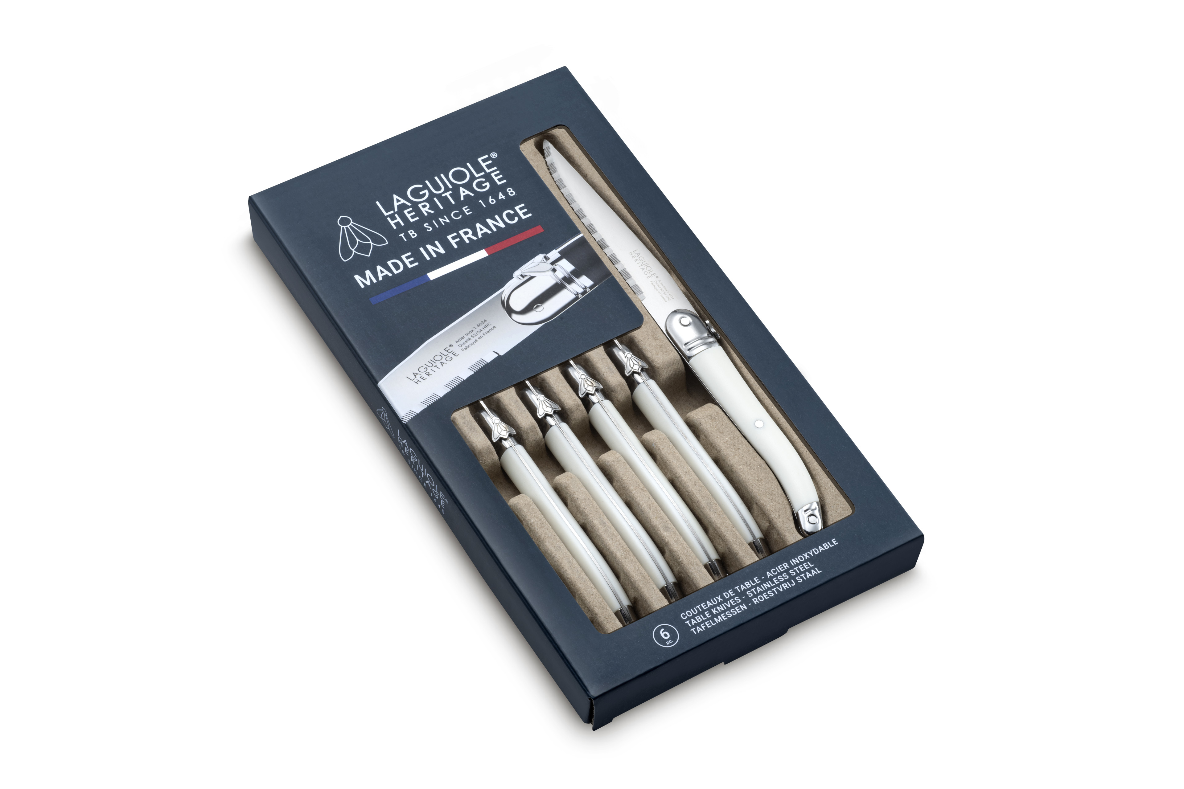 Coffret de 6 couteaux - ABS Blanc - Laguiole Héritage