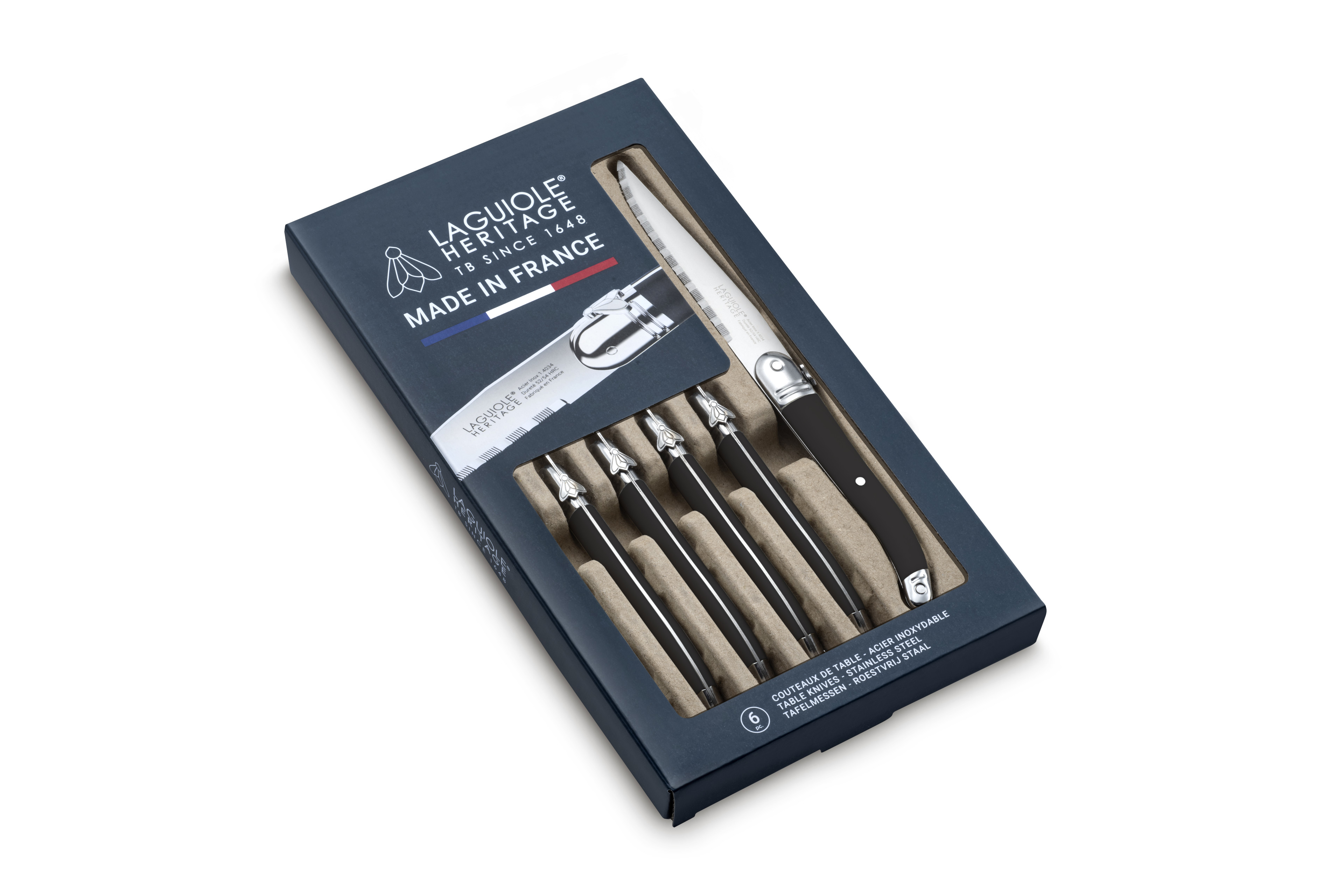 Coffret de 6 couteaux - ABS Noir - Laguiole Héritage