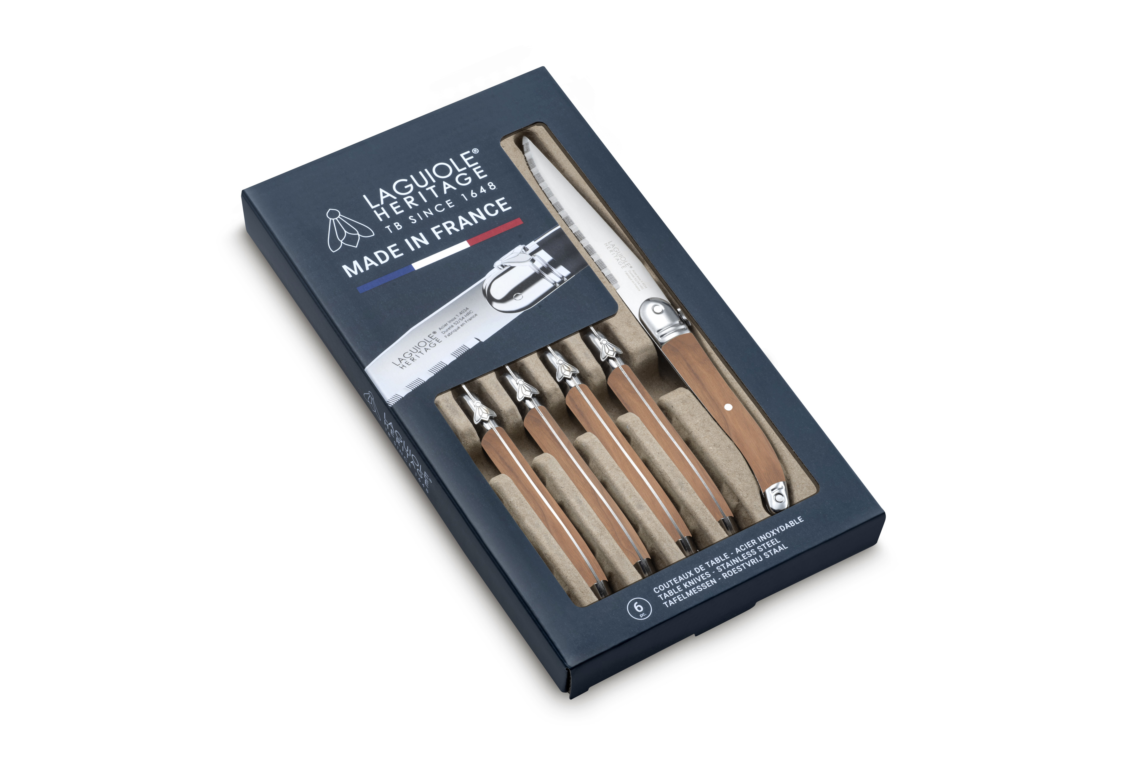 Coffret de 6 couteaux - Bois Clair - Laguiole Héritage