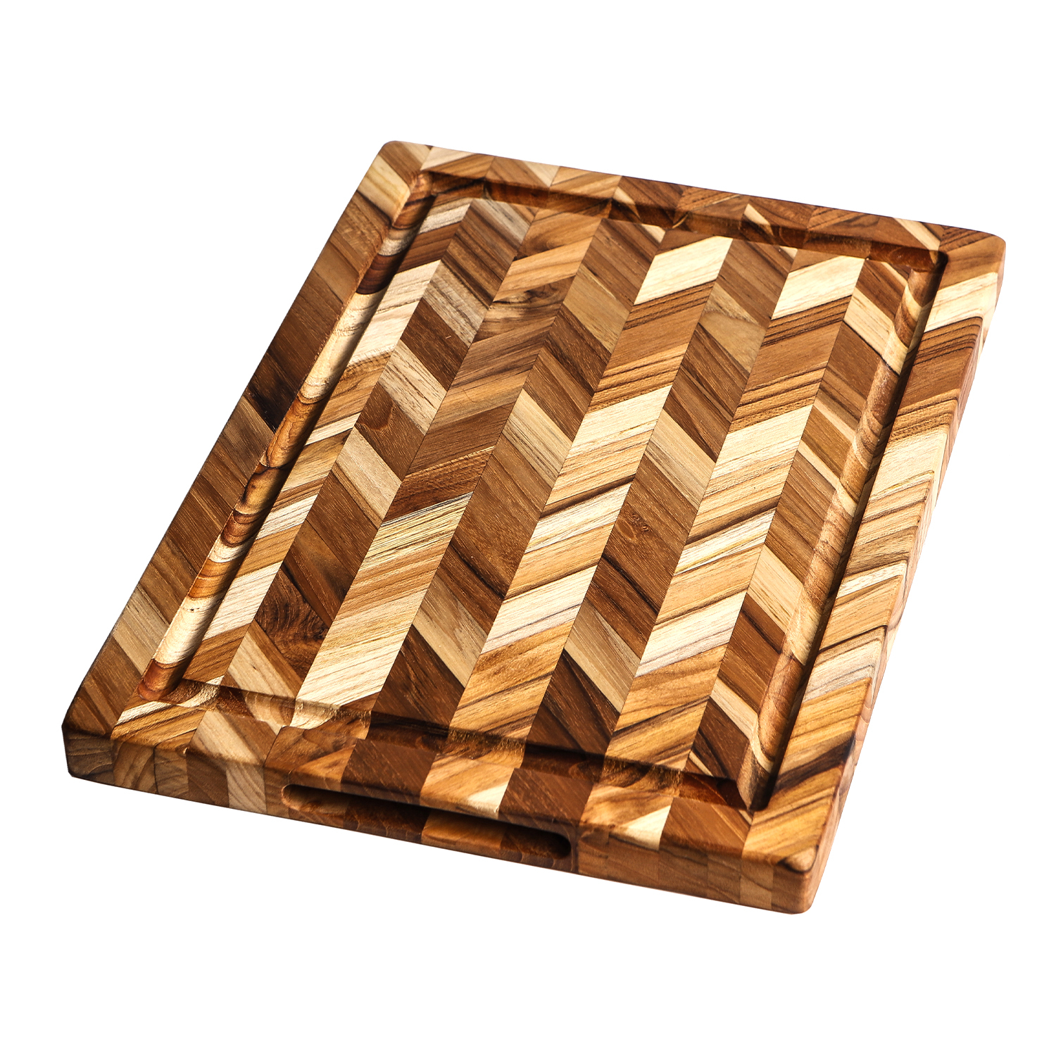 Planche à découper avec rigole motif chevron - TEAKHAUS